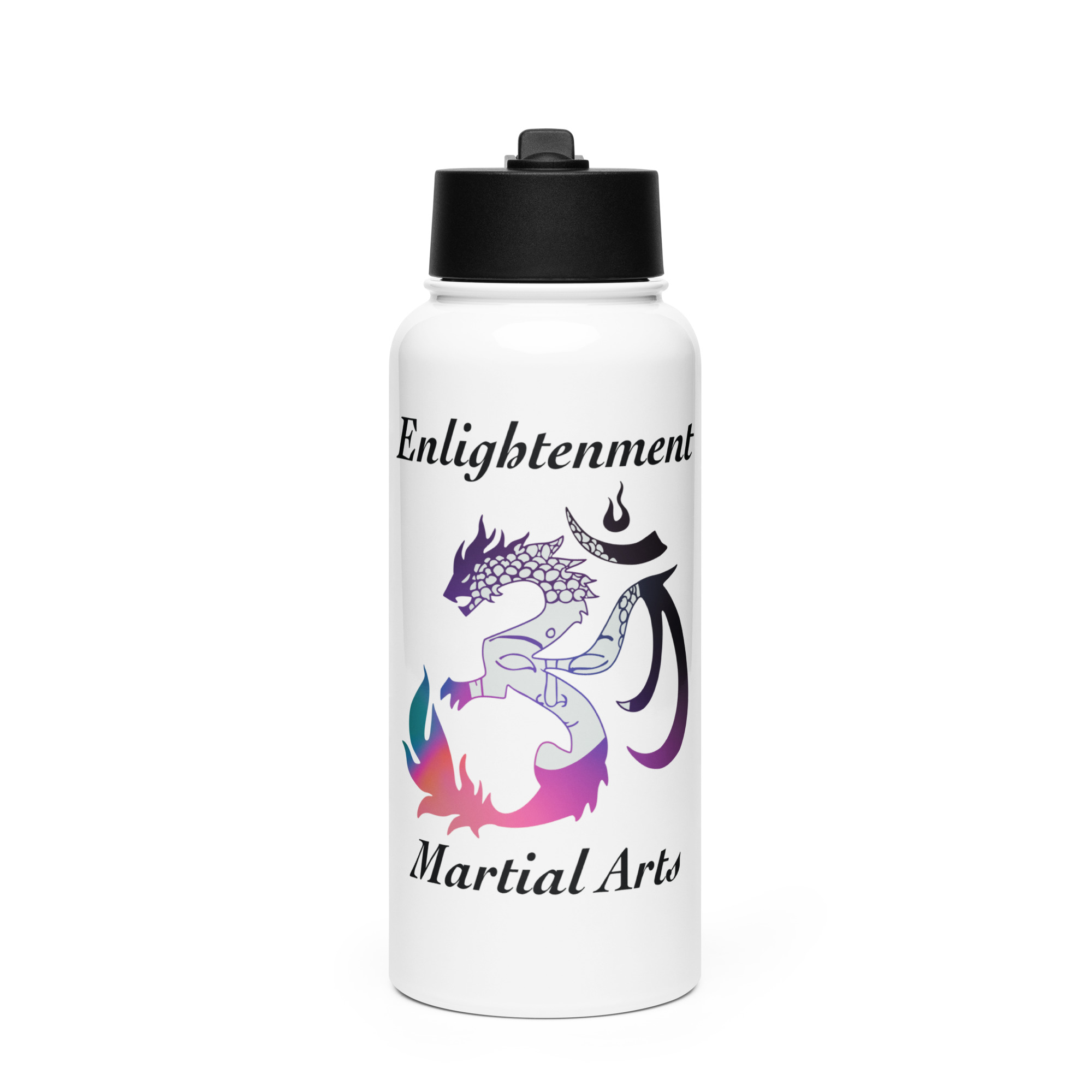 Stainless steel water bottle with a straw lid